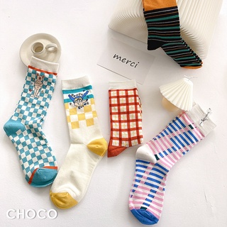 Choco Shop 幾何遊戲 文青療育系中筒襪 One size