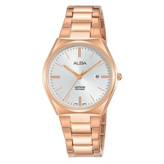 ALBA 簡約設計全玫瑰金白面女錶 日期顯示 30mm AH7T36X1 VJ22-X301K 原廠公司貨