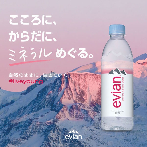 法國 evian 依雲 天然礦泉水 亞州包裝日本版本 寶特瓶 500ml 瓶裝水 飲用水 水 歐洲境內版 愛維養 礦泉水