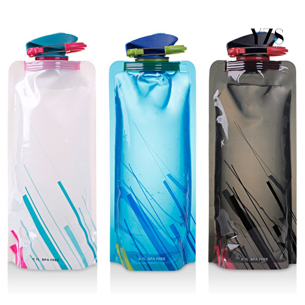 🚚現貨*滿額免運🚚登山折疊運動水壺 戶外可攜式pe環保水袋 騎行塑膠水杯 700mL旅行折疊飲水瓶