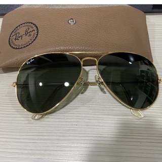 （已售出）Rayban雷朋太陽眼鏡可議價/經典RB3026/L2846購入/飛行員太陽眼鏡/金色金屬邊框/綠色鏡面/