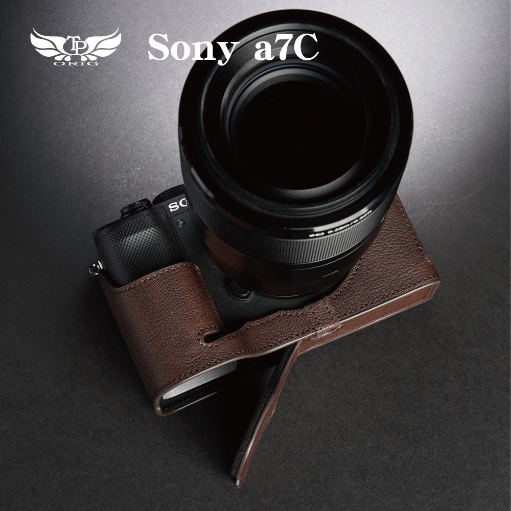 【TP ORIG】相機皮套  適用於 SONY A7C  專用 開底真皮底座 牛皮 快拆電池