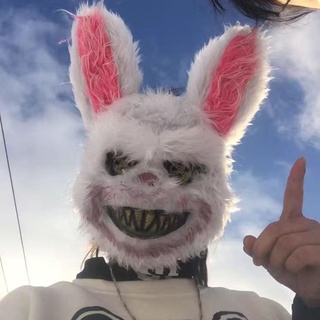【萬聖節cos】血腥兔子頭套惡魔可愛拍照恐怖嚇人萬聖節化妝舞會熊面具鬼節派對 造型面具 cosplay 尾牙裝扮