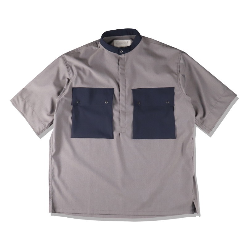 日本Kelen Pugin高機能性輕量耐磨彈性微寬鬆套頭大口袋POLO襯衫灰色