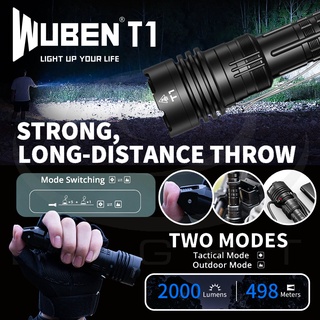 【錸特光電】WUBEN T1 2000流明 推壓開關 遠射戰術手電筒 生存遊戲 警用 軍規 LED充電 探照燈 L16