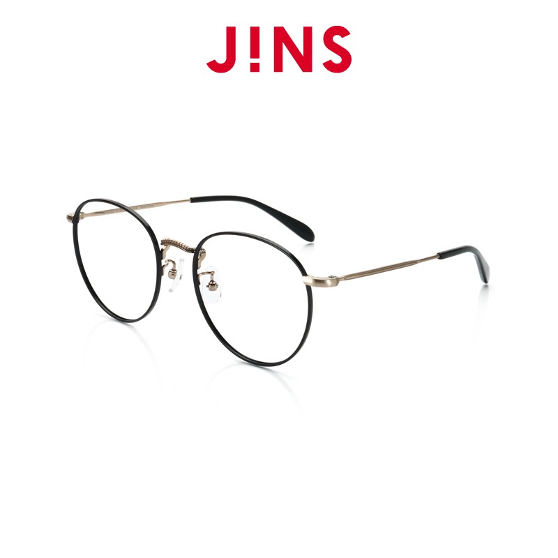 【JINS】 Classic Slim 雕花金屬細框眼鏡(ALMF16A326)黑色