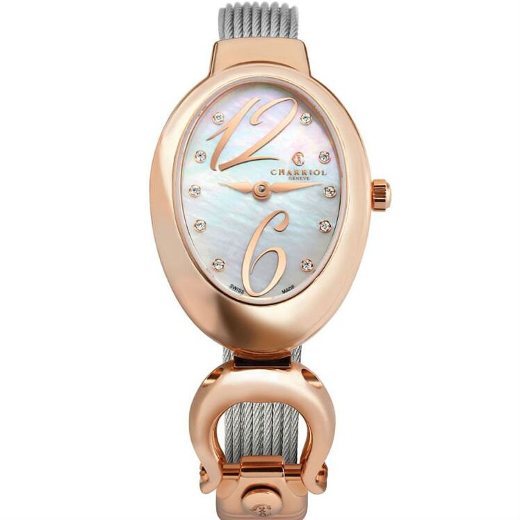 CHARRIOL 夏利豪 MOP570O01 MARIE-OLGA 蛋形時尚優雅腕錶 / 珍珠母貝面 28mm