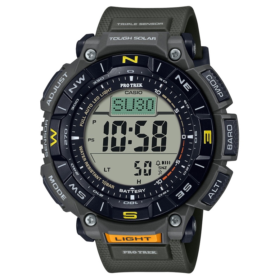 CASIO 卡西歐 男 PROTREK 環保太陽能戶外運動登山錶-軍綠(PRG-340-3)