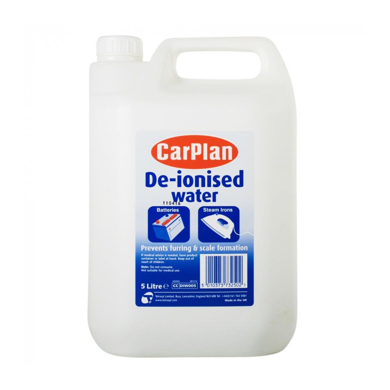 CarPlan卡派爾De-ionised 去離子水/5L 實驗用水 補充水箱水 補充電瓶水 去離子水