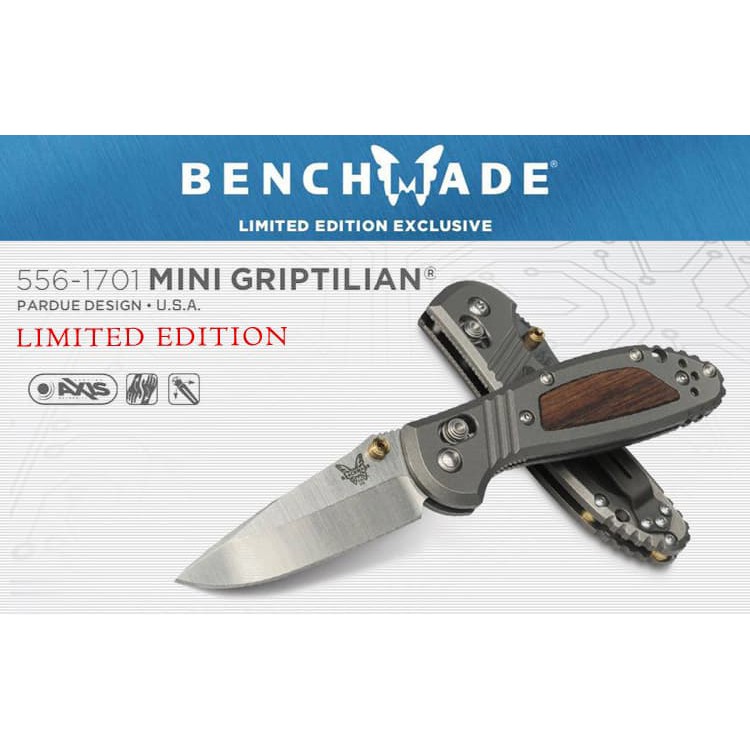 Benchmade Mini Griptilian迷你支配者鈦灰鑲木柄折刀(CPM-20CV 鋼 )原廠限量】