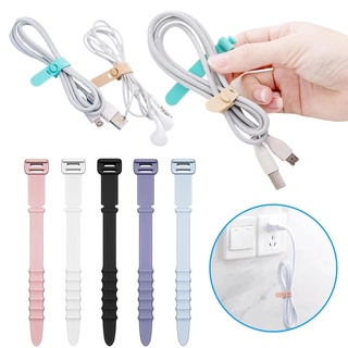 5 件 / 套彩色魚骨圖案矽膠電纜繞線器, 用於充電線耳機線通用線管理扣