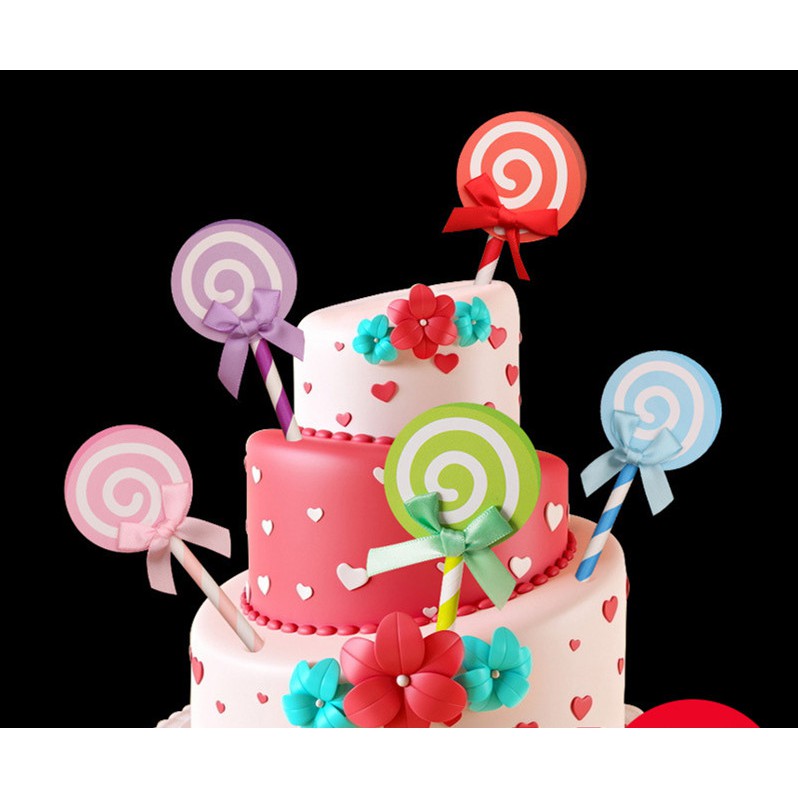 Amy烘焙網:蛋糕裝飾插牌 甜品台蛋糕裝飾 婚禮蛋糕 棒棒糖生日蛋糕插牌 插旗（6個/包）