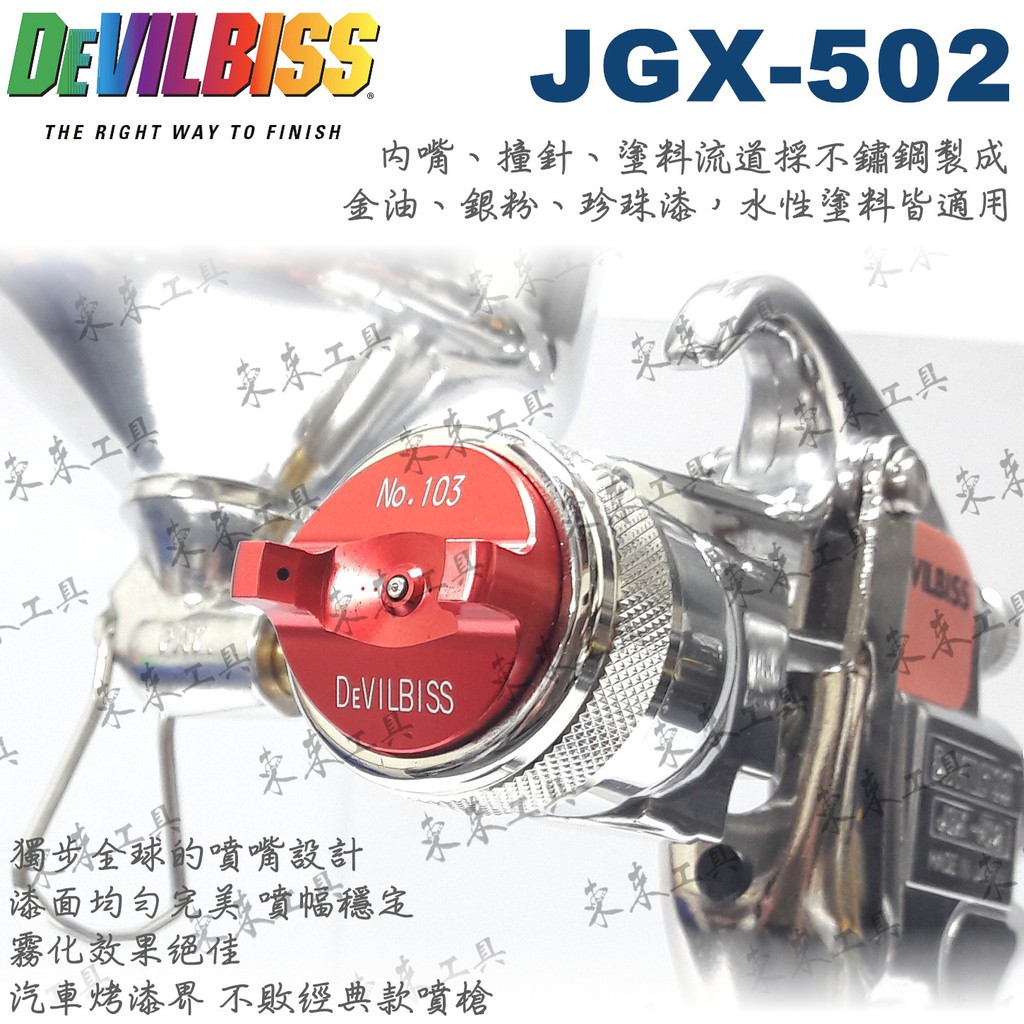 日本噴槍 DEVILBISS JGX-502-103 重力式噴槍 0.8mm 附漆杯 磁鐵掛架 旋轉20PF