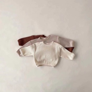 韓國嬰兒毛衣男童女童華夫格長袖上衣新生兒襯衫冬秋0-4歲
