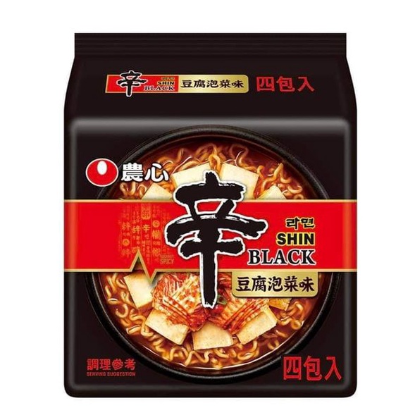 韓國農心👑黑色辛拉麵-泡菜豆腐麵 X 4袋組