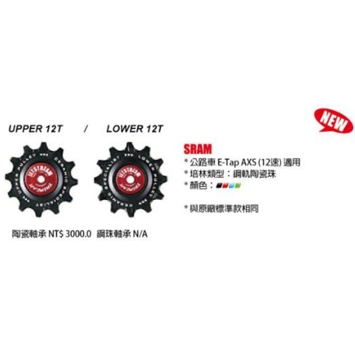 Tripeak 導輪組(陶瓷軸承)UPPER 12T LOWER 12T SRAM 12速