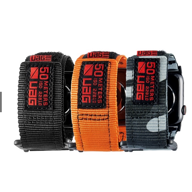 (UAG) 全新真品 保固特別長的 Apple Watch 42/44/45mm 時尚尼龍錶帶(黑色)