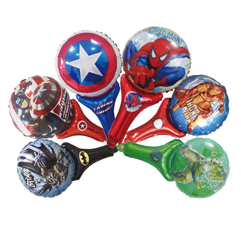 復仇者聯盟棒氣球兒童氣球派對卡通手持氣球 打擊棒蜘蛛俠鋼鐵俠盾牌卡通氣球遊園會幼兒園活動地推小禮物