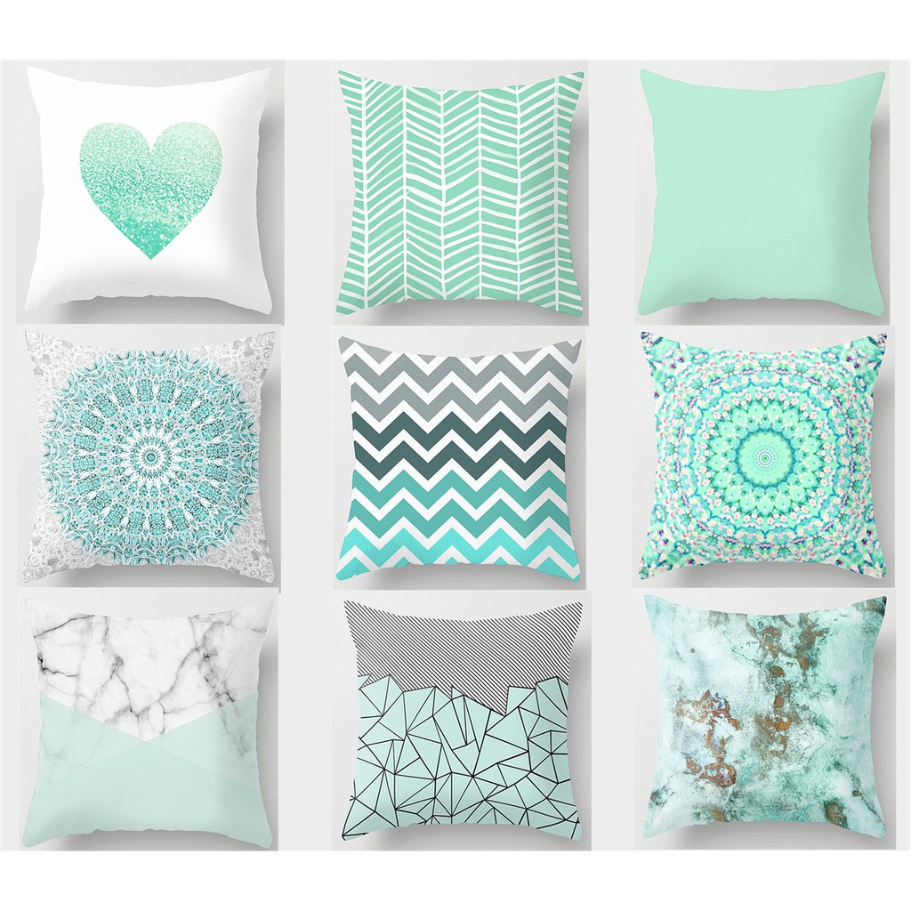  40×40,45×45,50×50,60×60,綠色幾何靠墊套,沙發枕頭套,床上用品裝飾抱枕套