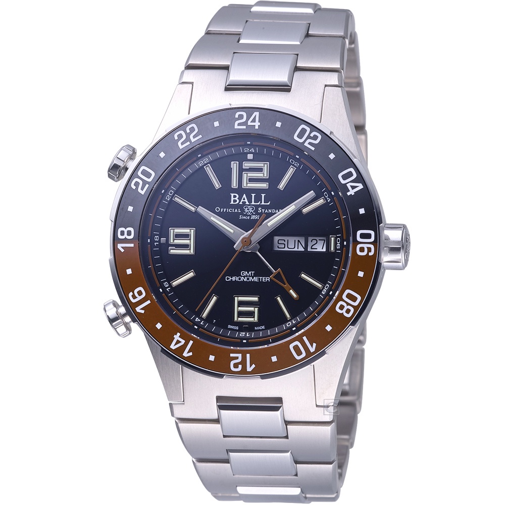 ２４期0利率【高雄時光鐘錶】BALL 瑞士 波爾錶 DG3030B-S3C-BK GMT 機械錶 男錶商務錶精品錶