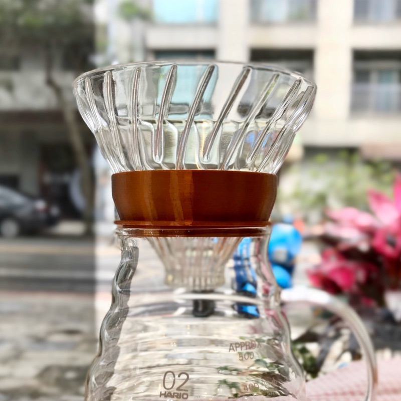 咖啡儀式 Hario 02雲朵玻璃接壼濾杯專用穩定環 3D列印紅銅色