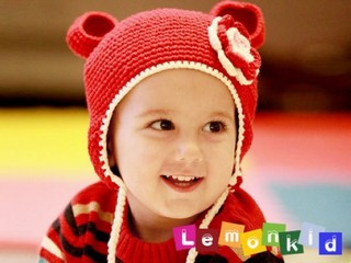 寶貝時尚配件屋 lemonkid 猴子 耳朵 寶寶 護耳帽 嬰兒童帽 全棉 手工帽子 花朵