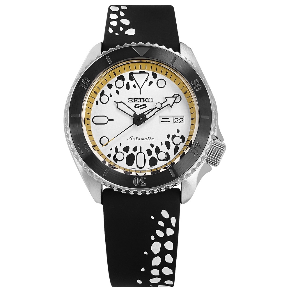 SEIKO 精工 / 限量 5 Sports 機械錶 航海王 矽膠手錶 黑白色 / 4R36-11Y0S / 42mm