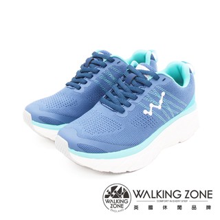 WALKING ZONE(女)天痕W系列 飛線編織增高休閒鞋 女鞋－水藍(另有黑.白)
