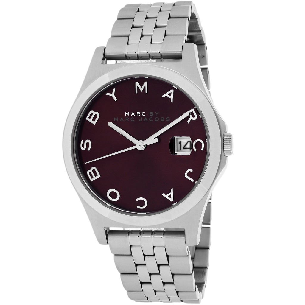 Marc Jacobs Baker 雅致光燦時尚腕錶-深紅x銀 MBM3314