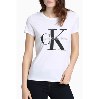 Calvin Klein 女生上衣/短袖T/圓領T恤 基本款 LOGO文字T 42MK976白色/黑色 凱文克萊CK