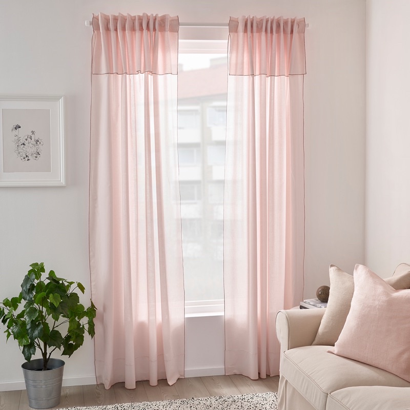 轉賣 》ikea 窗簾 2件裝/粉紅色（部份透光）