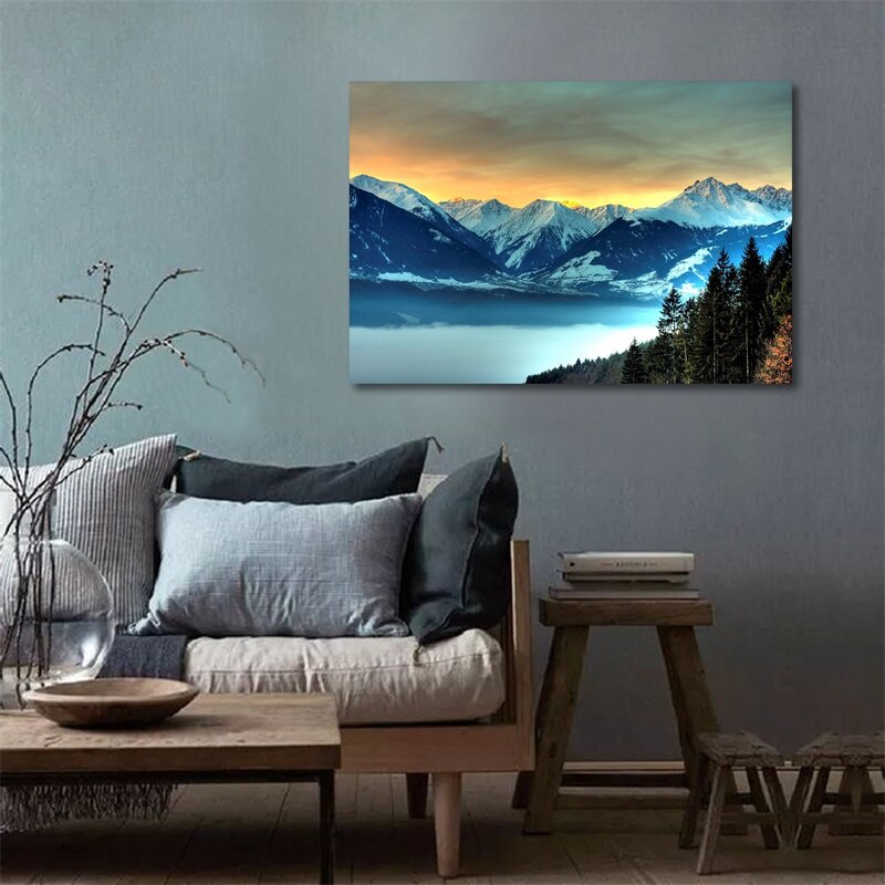 *新風格*自然風景帆布畫公園山水湖圖片風景海報牆藝術版畫裝飾