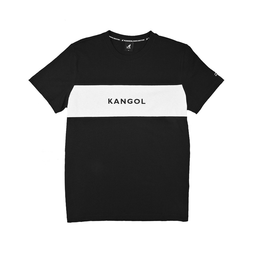 KANGOL男款黑色拼接LOGO短袖上衣-NO.6021101020