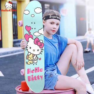 兩輪/三輪/四輪/滑板/玩具/滑板配件HelloKitty四輪滑板兒童女孩初學者3-6-12-8歲以上女童專業滑板車