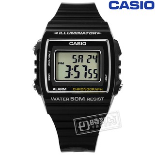 CASIO / W-215H-1A / 卡西歐 計時碼錶 LED照明 鬧鈴 電子數位 橡膠手錶 黑色 38mm