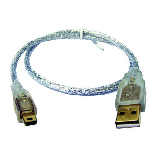 I-WIZ 彰唯 USB A公 to MINI5PIN 傳輸線 鍍金透明線 5M