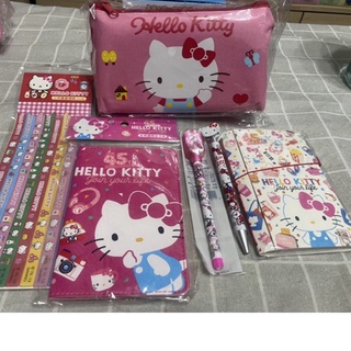 三麗鷗 凱蒂貓 hello kitty文具組 筆袋 收納袋 小筆記本 鉛筆 原子筆 星星摺紙 護照收納夾