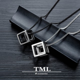 TML 雙層魔術方塊鈦鋼項鍊 純鋼配鏈 韓版項鍊 (GX1452-1)