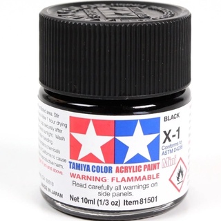 TAMIYA 田宮 水性壓克力漆 X-1 亮光黑色 10ml 貨號X1