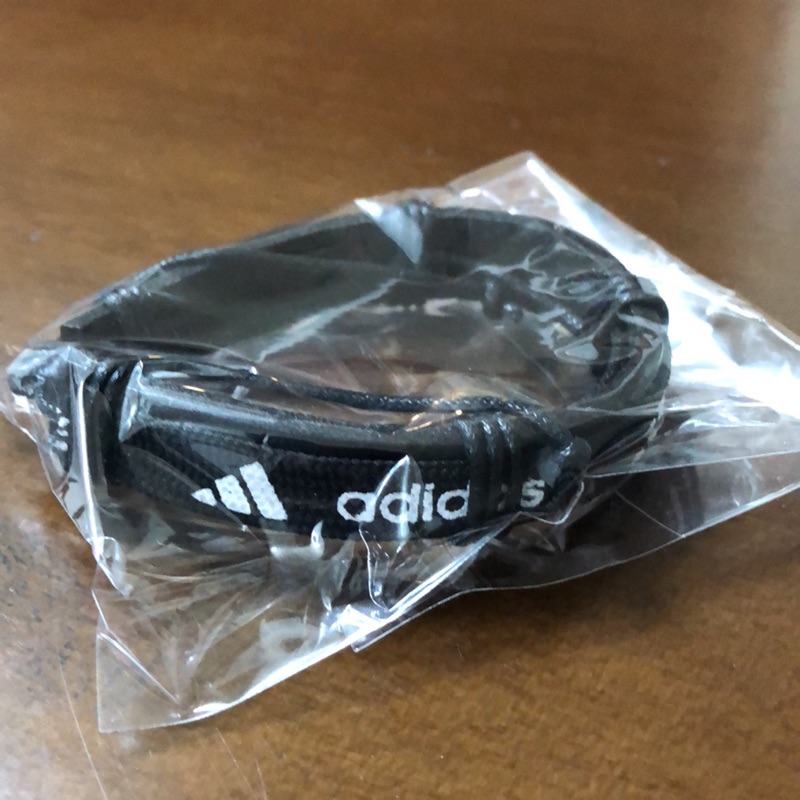Adidas 愛迪達 運動風皮繩手環 黑色