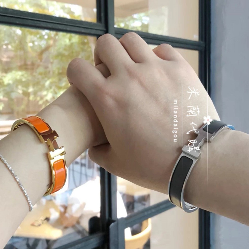 Hermes愛馬仕手鐲手環琺瑯h扣手鐲金銀邊玫瑰金手鐲男女通用情侶款手鐲 蝦皮購物