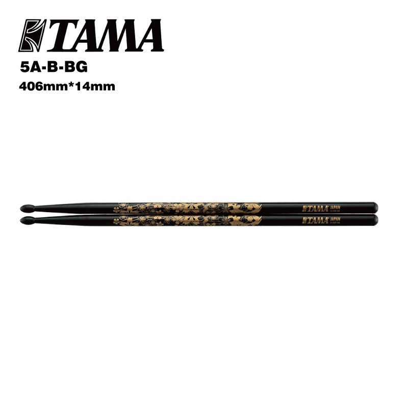 TAMA 創意圖案系列 5A 黑金Oriental Beauty 鼓棒 橡木 5A-B-BG【i.ROCK 愛樂客樂器】