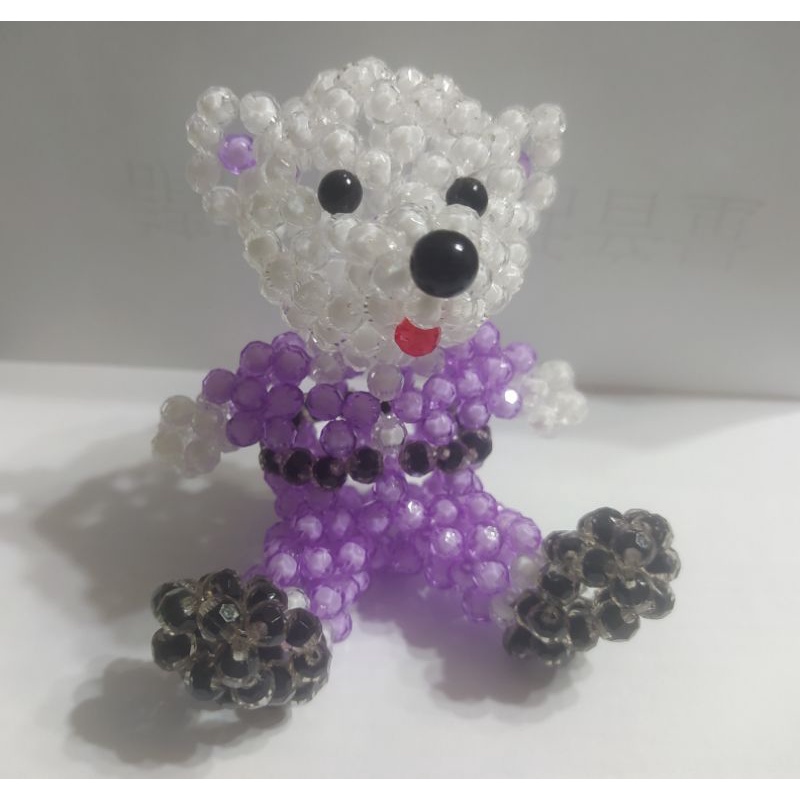(成品價！）串珠泰迪熊材料包－紫色串珠熊（6mm） 禮物/擺飾