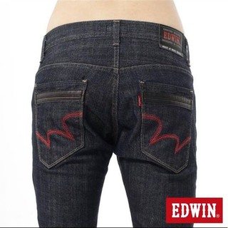 EDWIN 新品長褲 EDGE LINE 雙層斜袋窄直筒牛仔褲-男-原藍色141852
