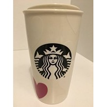 星巴克 Starbucks 愛心款 白色+紫色 雙色 雙層陶瓷杯 保溫杯 隨行杯附杯蓋