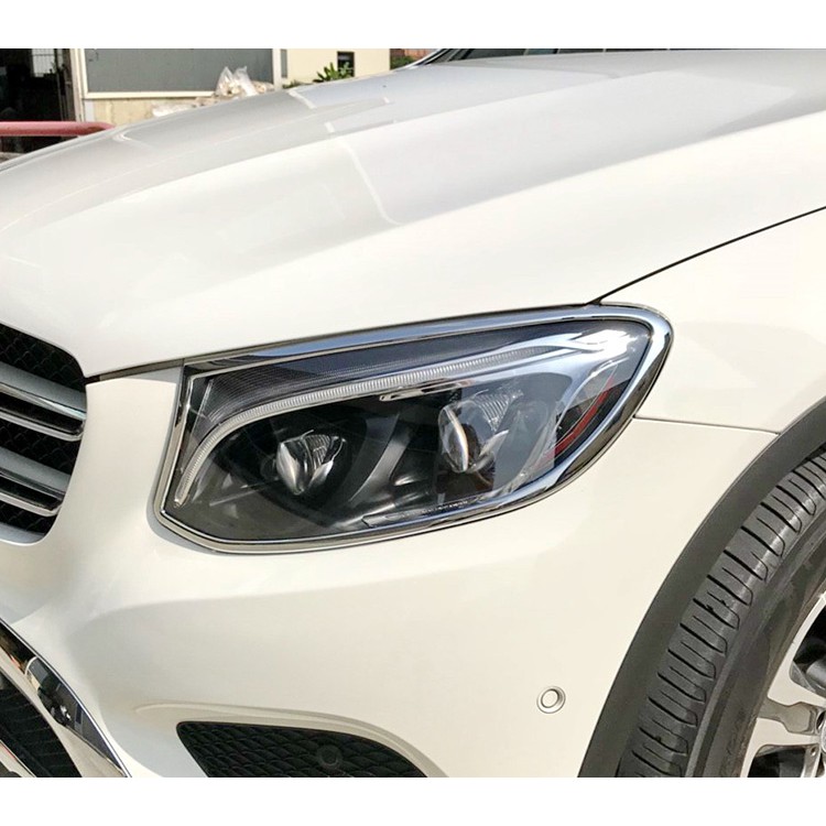 圓夢工廠 Benz 賓士 GLC C253 2016~2019 GLC300 GLC350 改裝 鍍鉻銀車燈框貼 前燈框