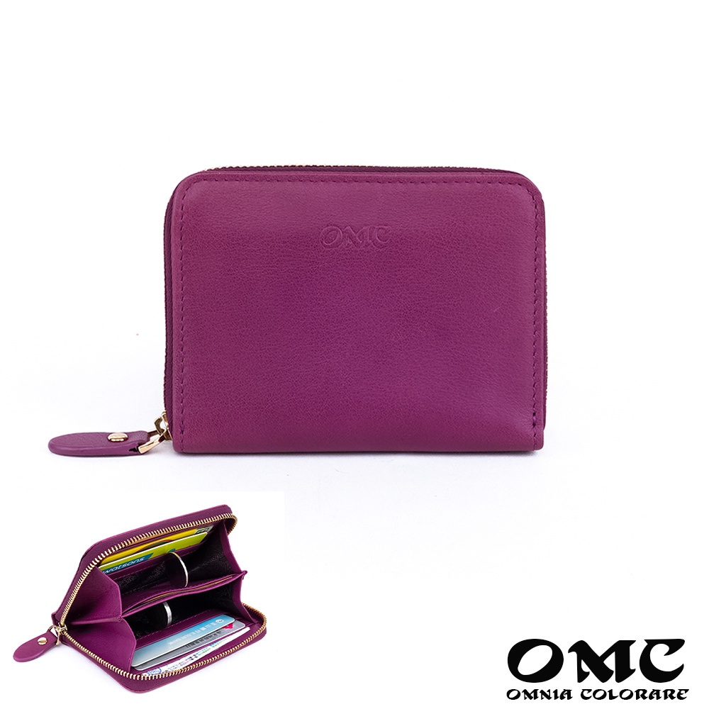 【OMC】限量出清-原廠價1980-義大利植鞣革卡片零錢包-紫色