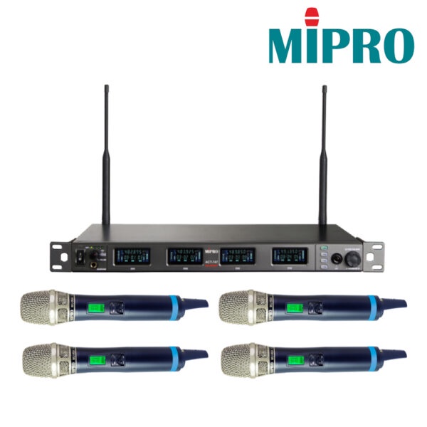 【MIPRO】ACT-747/ACT-700H 72MHZ寬頻四頻道純自動選訊 (四頻道UHF寬頻接收機+手持麥克風四支