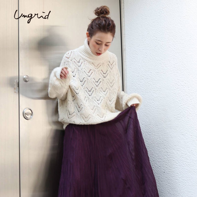 Ungrid [K1174-810] 菱格織紋高領毛衣(2色)