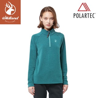 【Wildland 荒野 女 POLARTEC 彈性類羊毛功能上衣《冰河藍》】P2605/機能衣/保暖衣/衛生/悠遊山水